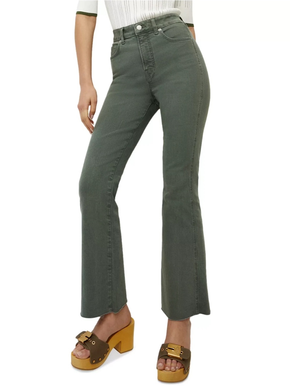 Veronica Beard Carson Ankle Flare High-Rise Jeans in Garden Topiary Sz 28